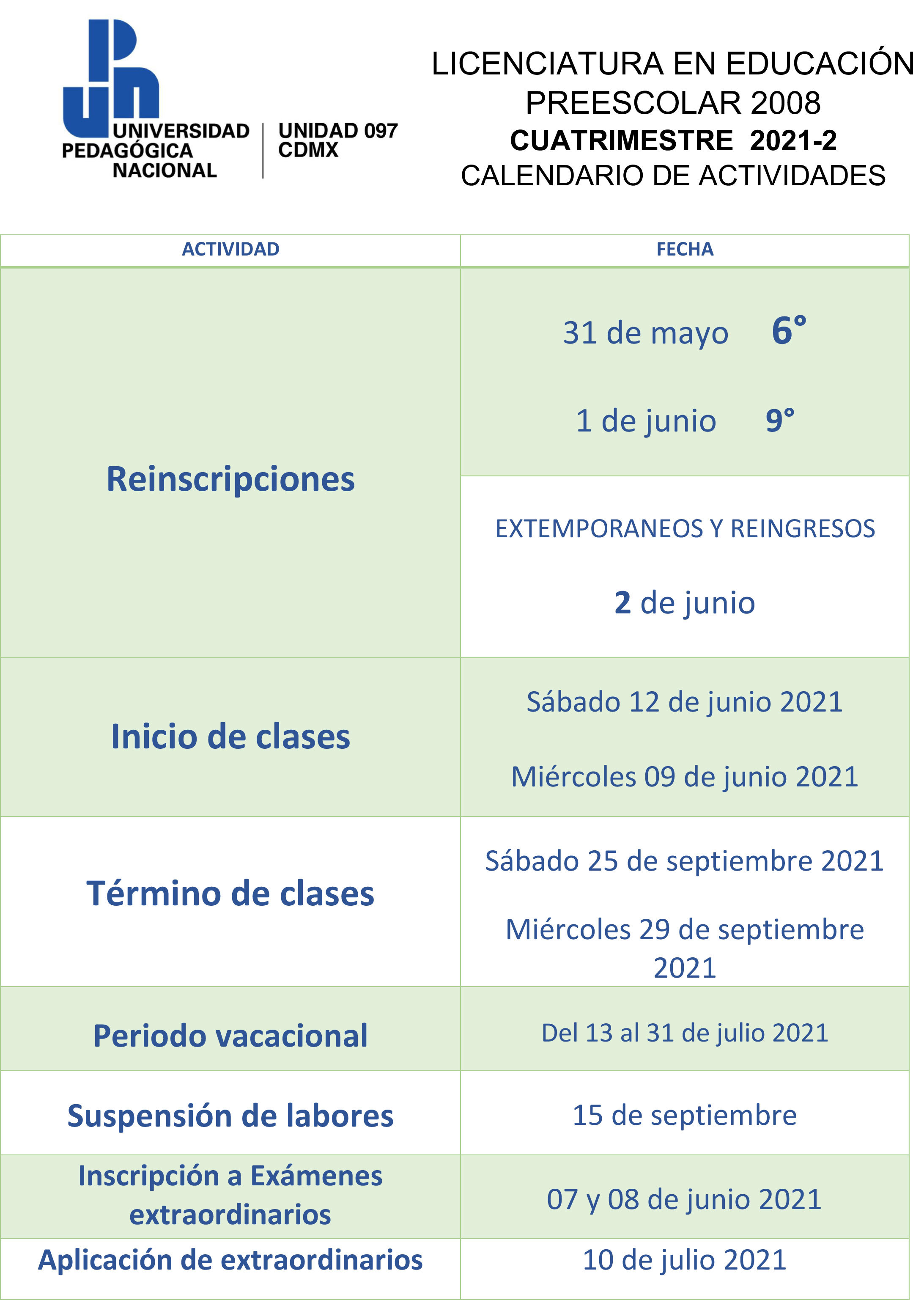 Calendario 2021-2